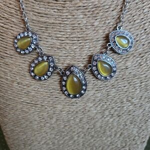 Elegant Silver and Yellow Teardrop Necklace